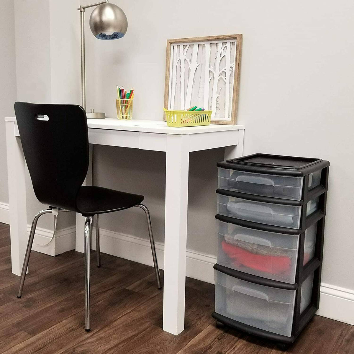 4 Storage Cart Set Black Frame Clear Drawers D9853