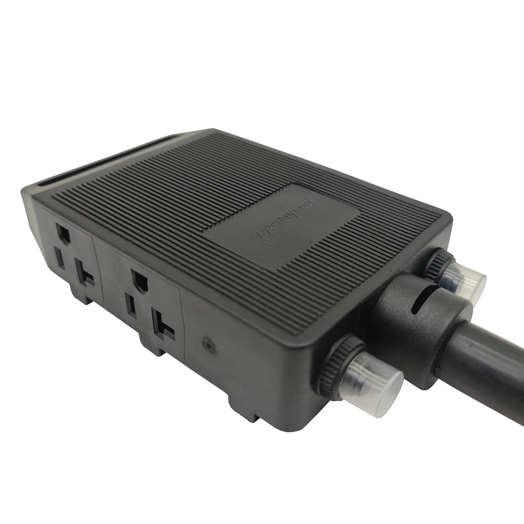 Dryer 30A to 20A Adapter Cord NEMA 14-30P Male 4-prong Plug to 5-20R T-Blade 5-15R Four Outlets Female with Two 20amp Circuit Breaker J81843