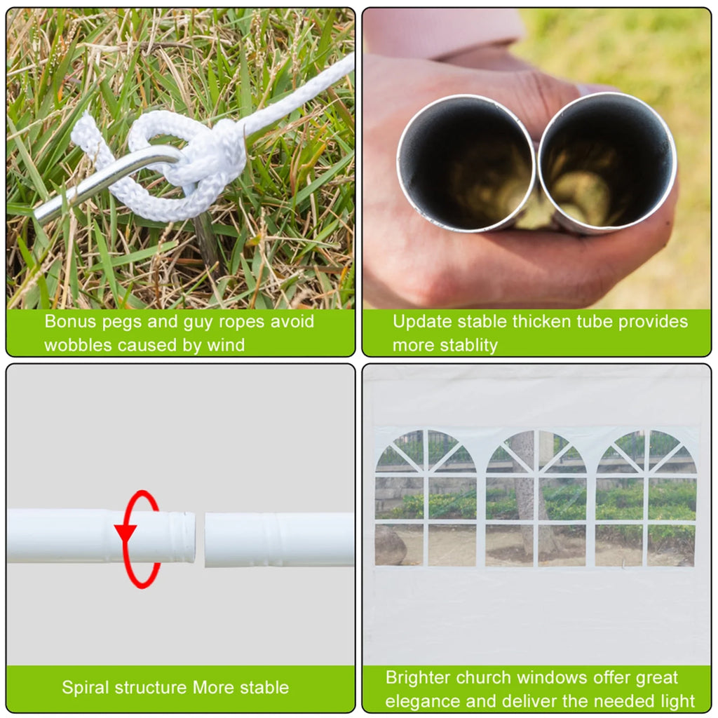 White Three Sides Waterproof Tent with Spiral Tubes Y658