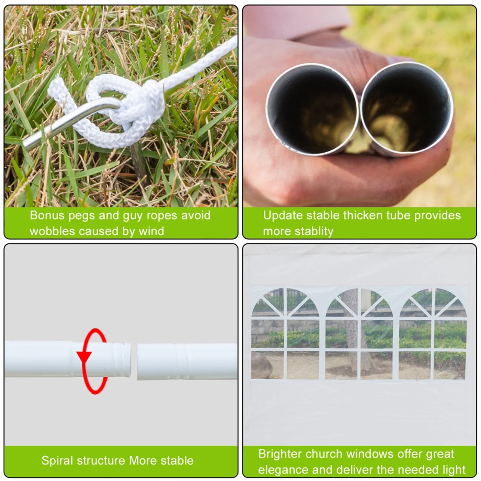 White Three Sides Waterproof Tent with Spiral Tubes Y658