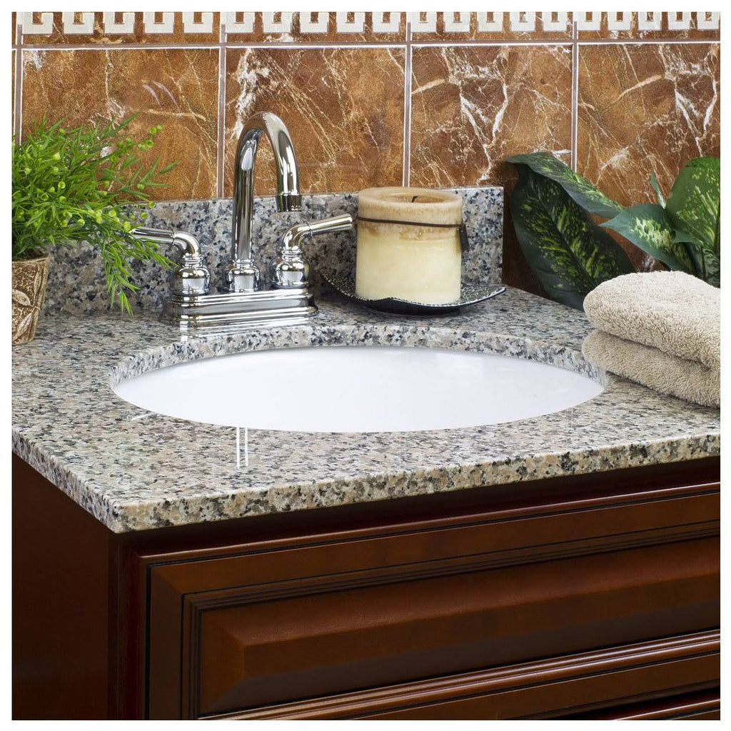 Burlywood Single Vanity Top with Backsplash B599015
