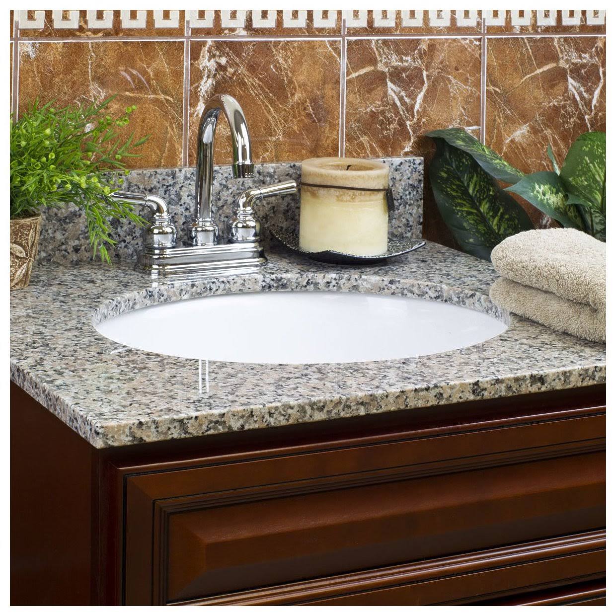 Burlywood Single Vanity Top with Backsplash B599015