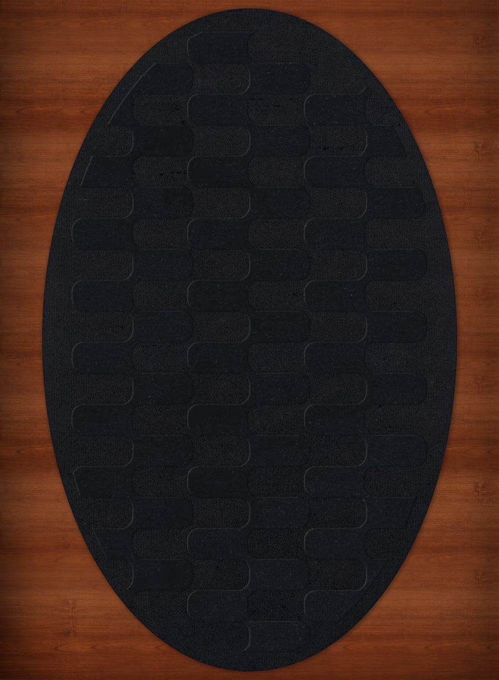 Black Grid Waves 10' x 14' Oval Area Rug N905301