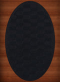 Black Grid Waves 10' x 14' Oval Area Rug N905301