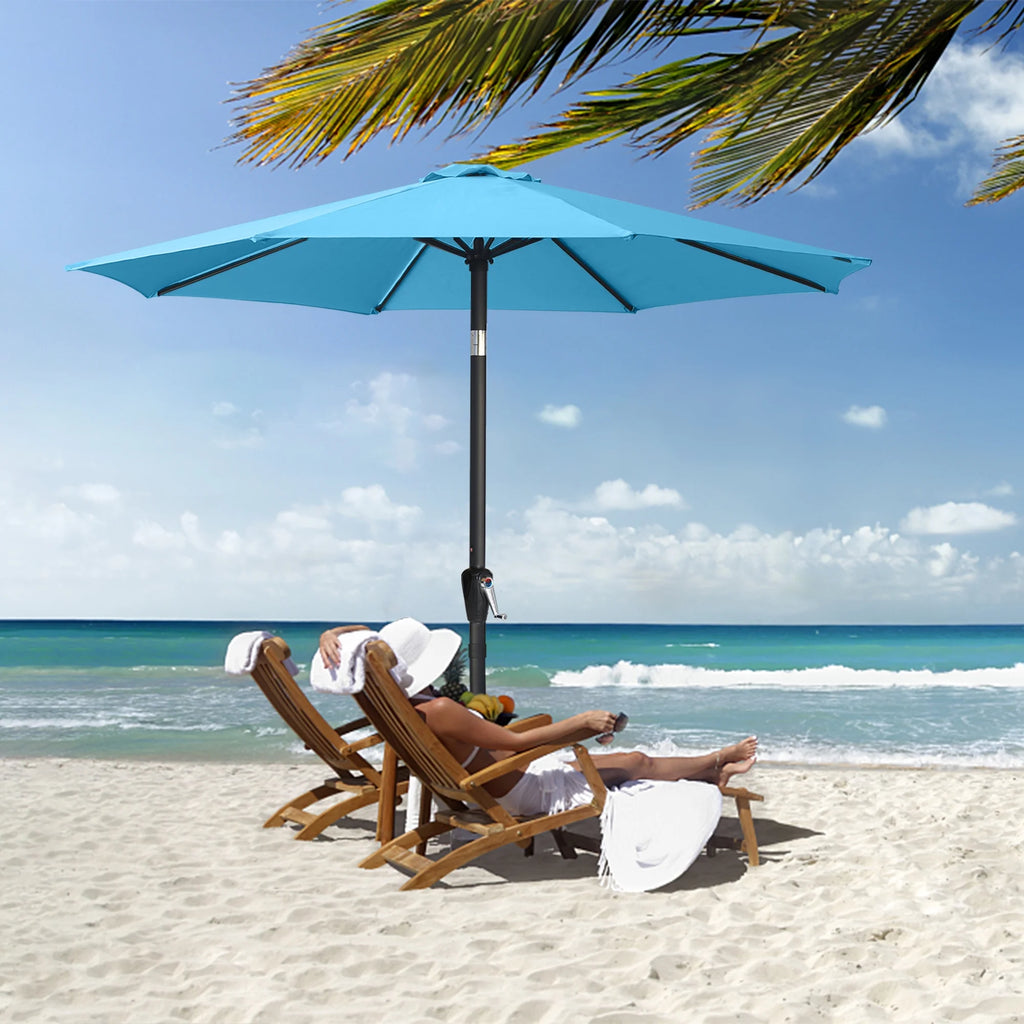 Turquoise 9FT Patio Umbrella with Push Button Tilt Z957898