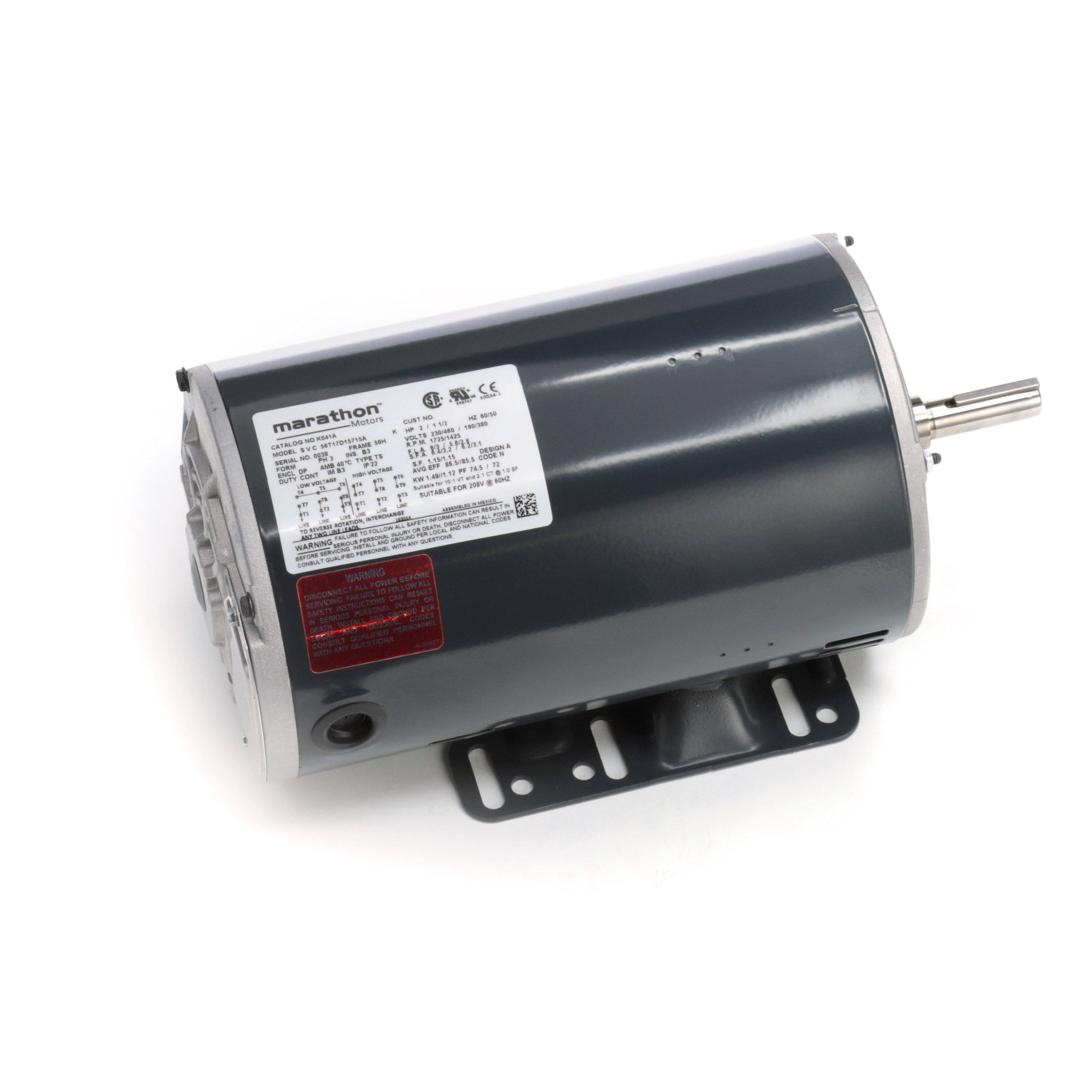 2 HP 1725 RPM 230/460V Three Phase ODP Motor G245