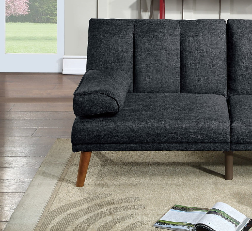 Black Polyfiber Adjustable Sofa Bed Q695