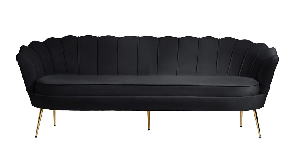 Black Velvet Channel Tufted Sofa F16524