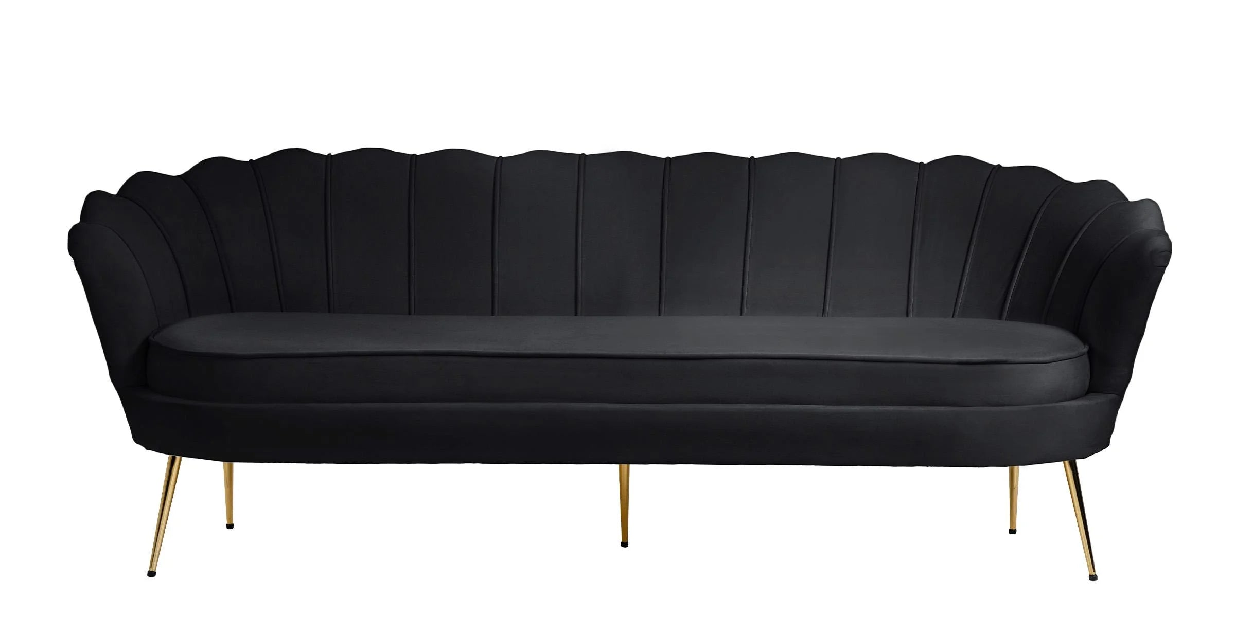 Black Velvet Channel Tufted Sofa F16524