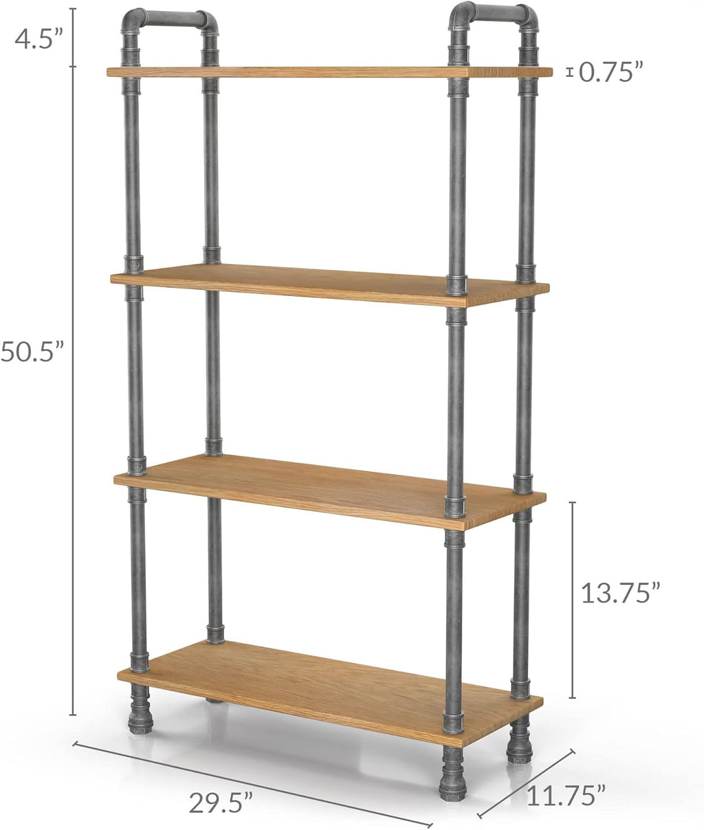 Natural 4-Tier Solid Pine Open Wood Bookcase D83359