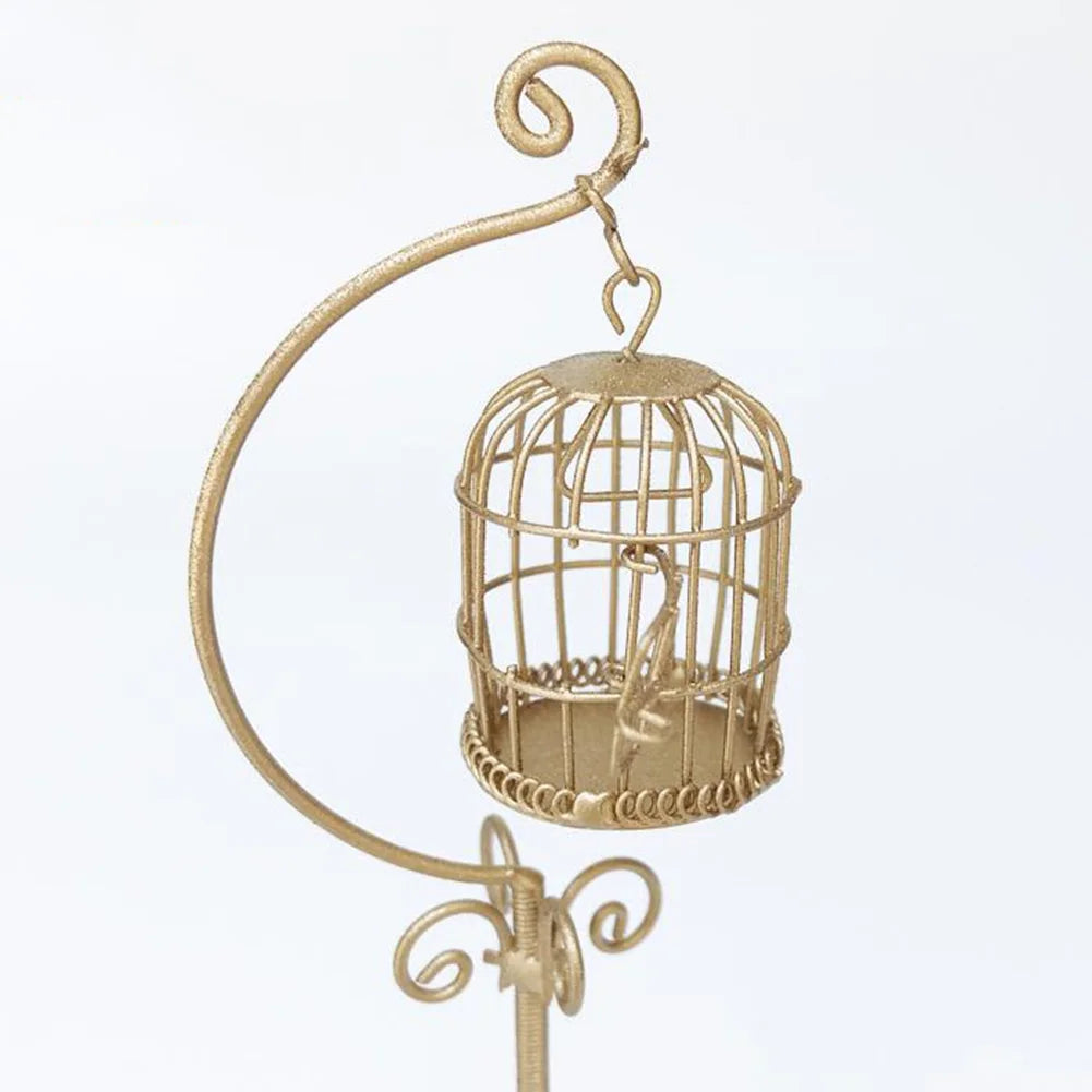 1:12 Metal Bird Cage Dollhouse Decoration Y33084