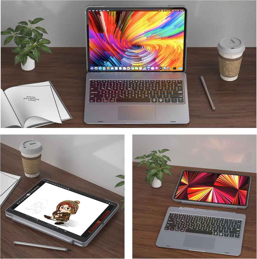 Keyboard Case for iPad Pro 12.9 inch with Trackpad, Detachable Bluetooth Keyboard Case V16488