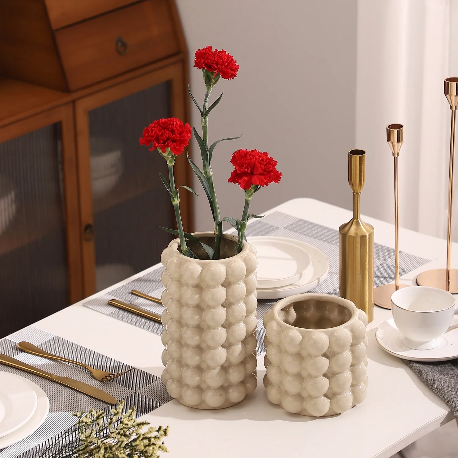 White Ceramic Vases, Set of 2 Y445687
