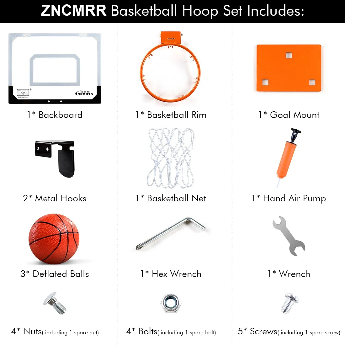 Mini Basketball Hoop Game Set with 3Pcs Balls G89082