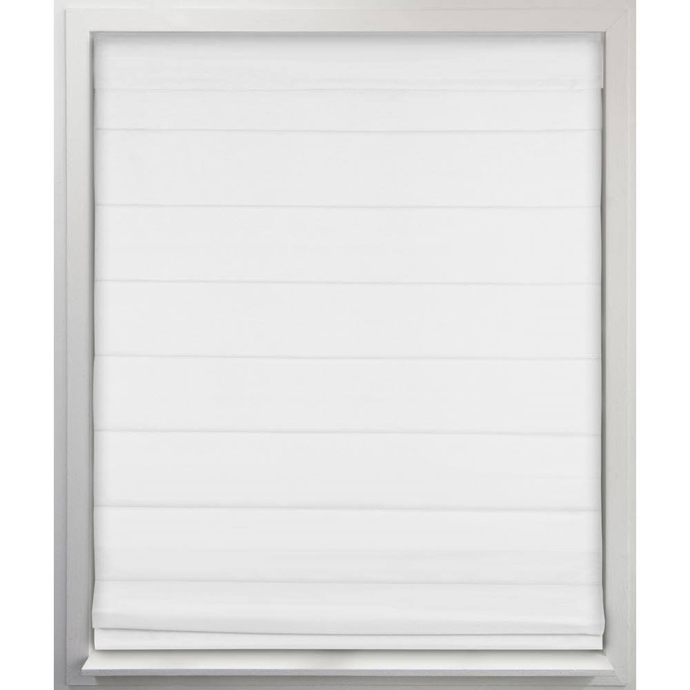 White Cordless Fabric Roman Shades J289