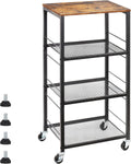 4-Tier Industrial Wood Serving Cart with Wheels Y545307