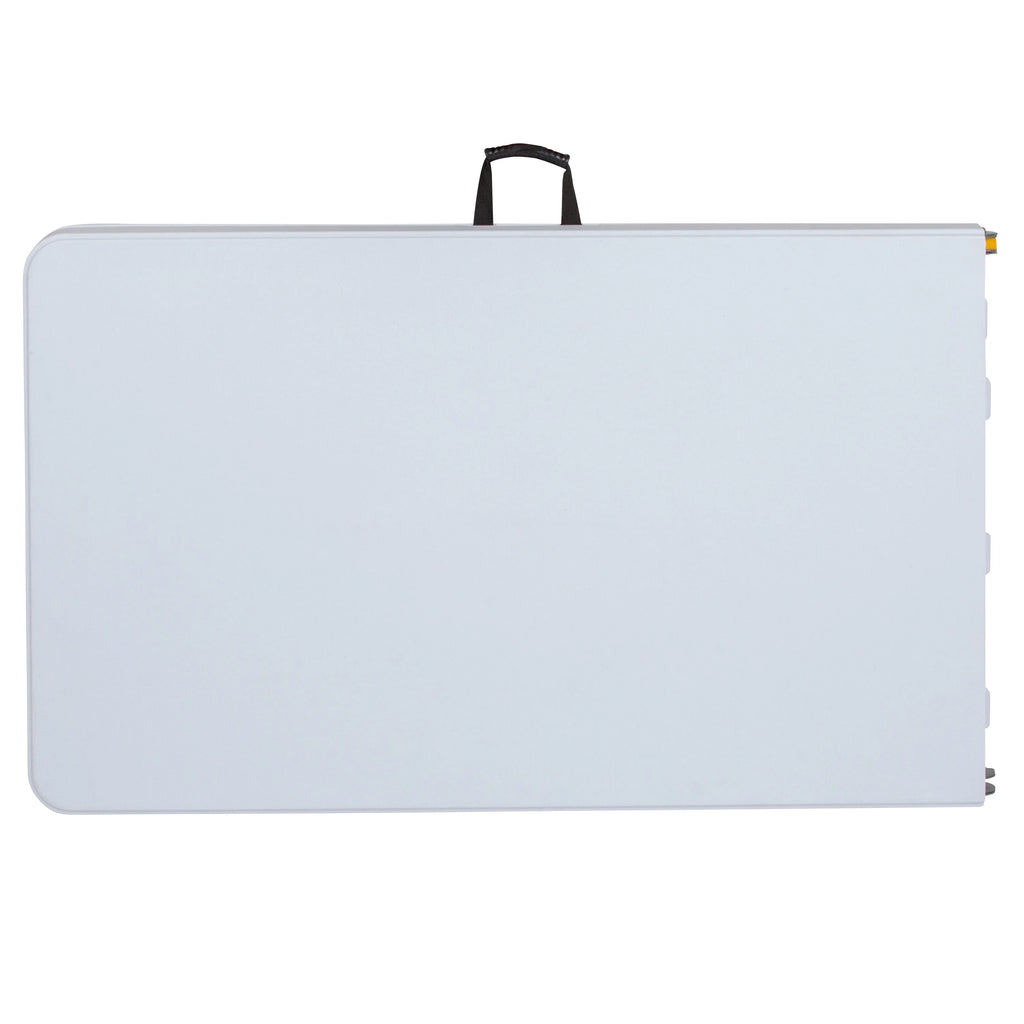 8-Foot Height Adjustable Granite White Plastic Folding Table with Carrying Handle F106149