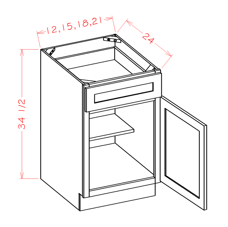 Grey 1 Door 1 Drawer 1 Shelf Base Cabinet H922