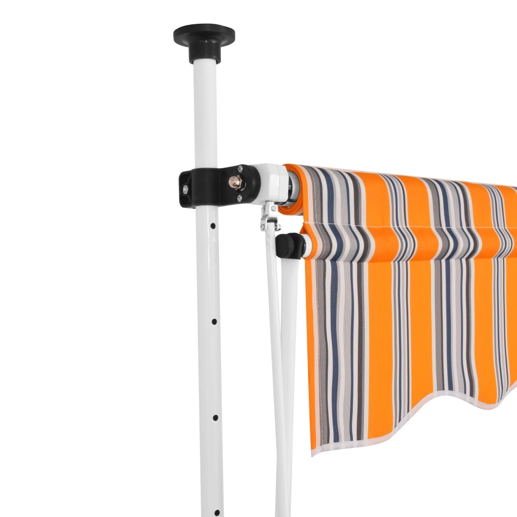 Manual Retractable Awning 137.8" Yellow and Blue Stripes Y881