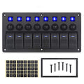 Blue 8 Gang Waterproof Toggle Rocker Switch Panel 12V/24V LED Circuit Breaker Pack of 2 U81243