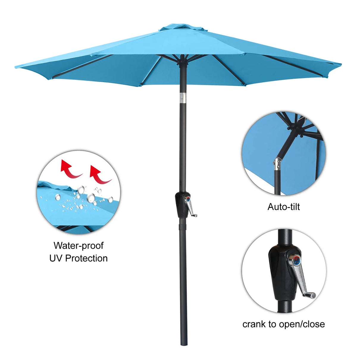 Turquoise 9FT Patio Umbrella with Push Button Tilt Z957898