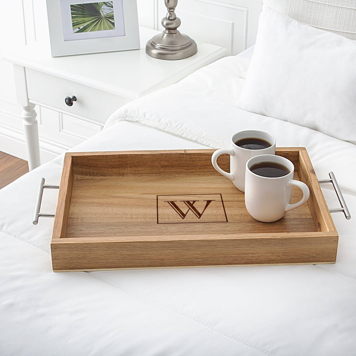 Acacia Tray with Metal Handles Y5050