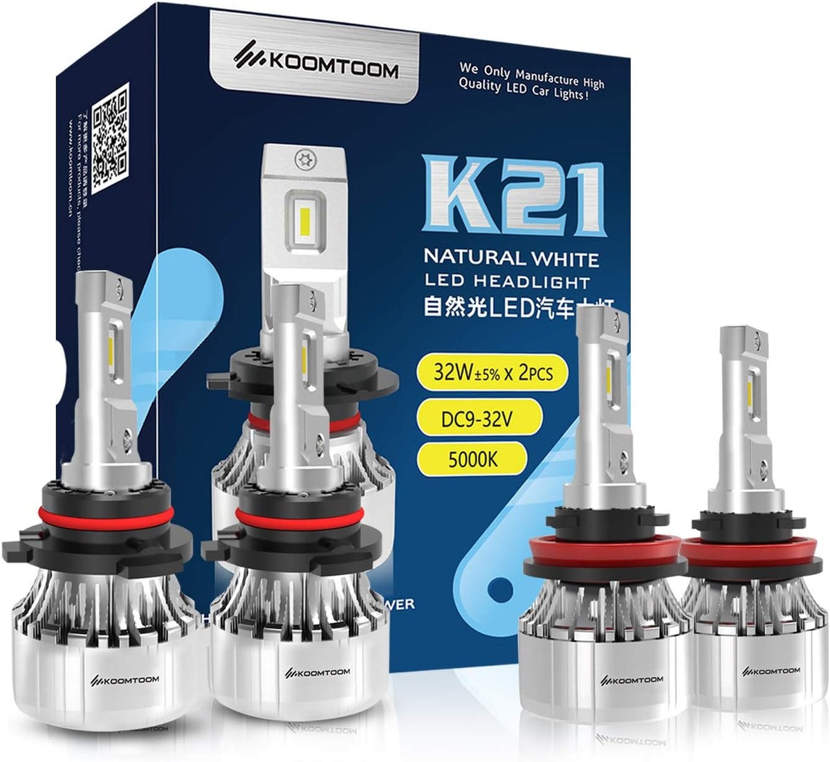 H4 LED Headlight Bulb Conversion Kit 5000K IP65 Pack of 2 S8424