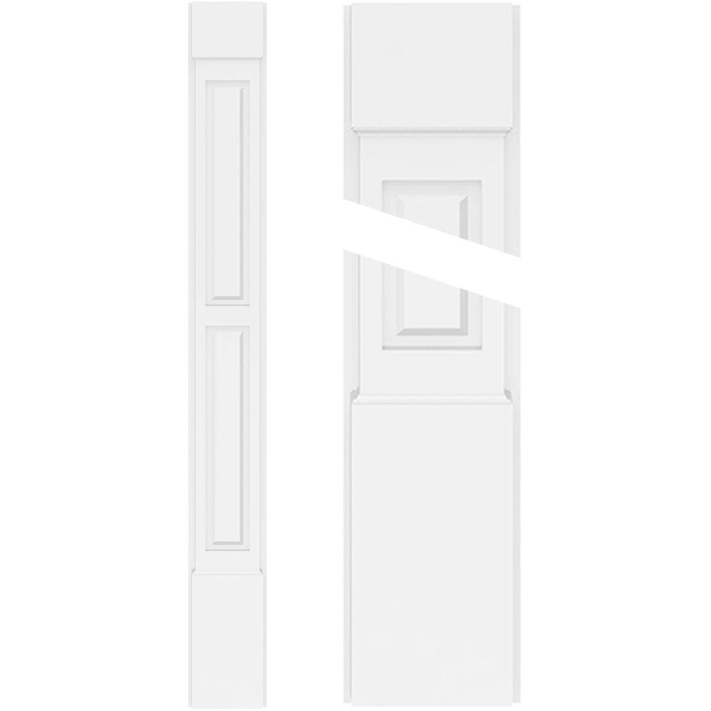 Two Equal Raised Panel PVC Pilaster with Standard Capital and Base (Pair) I7983