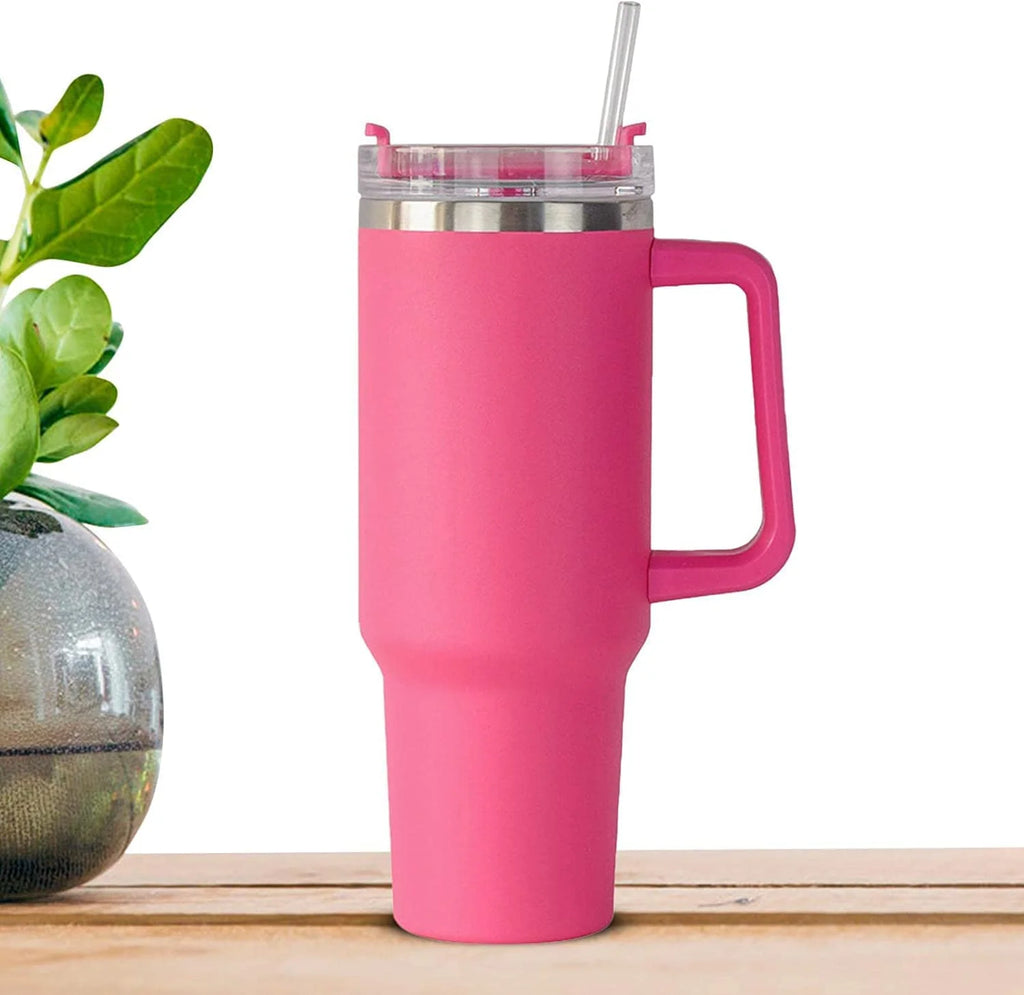 40 oz Stainless Steel Insulated Tumbler with Straw and Handle R1839