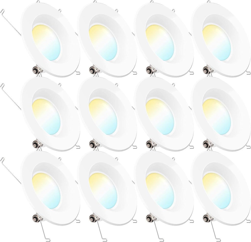 12 Pack 5/6 Inch LED Recessed Lighting, Smooth Trim, Dimmable, 2700K Soft White, 13W, 965 LM V654