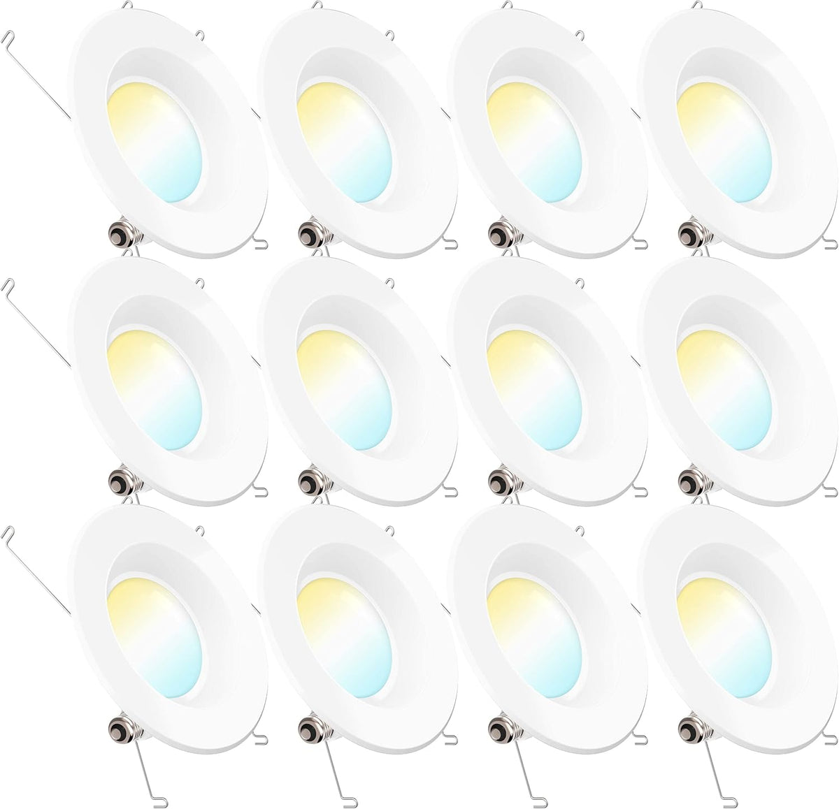 12 Pack 5/6 Inch LED Recessed Lighting, Smooth Trim, Dimmable, 2700K Soft White, 13W, 965 LM V654