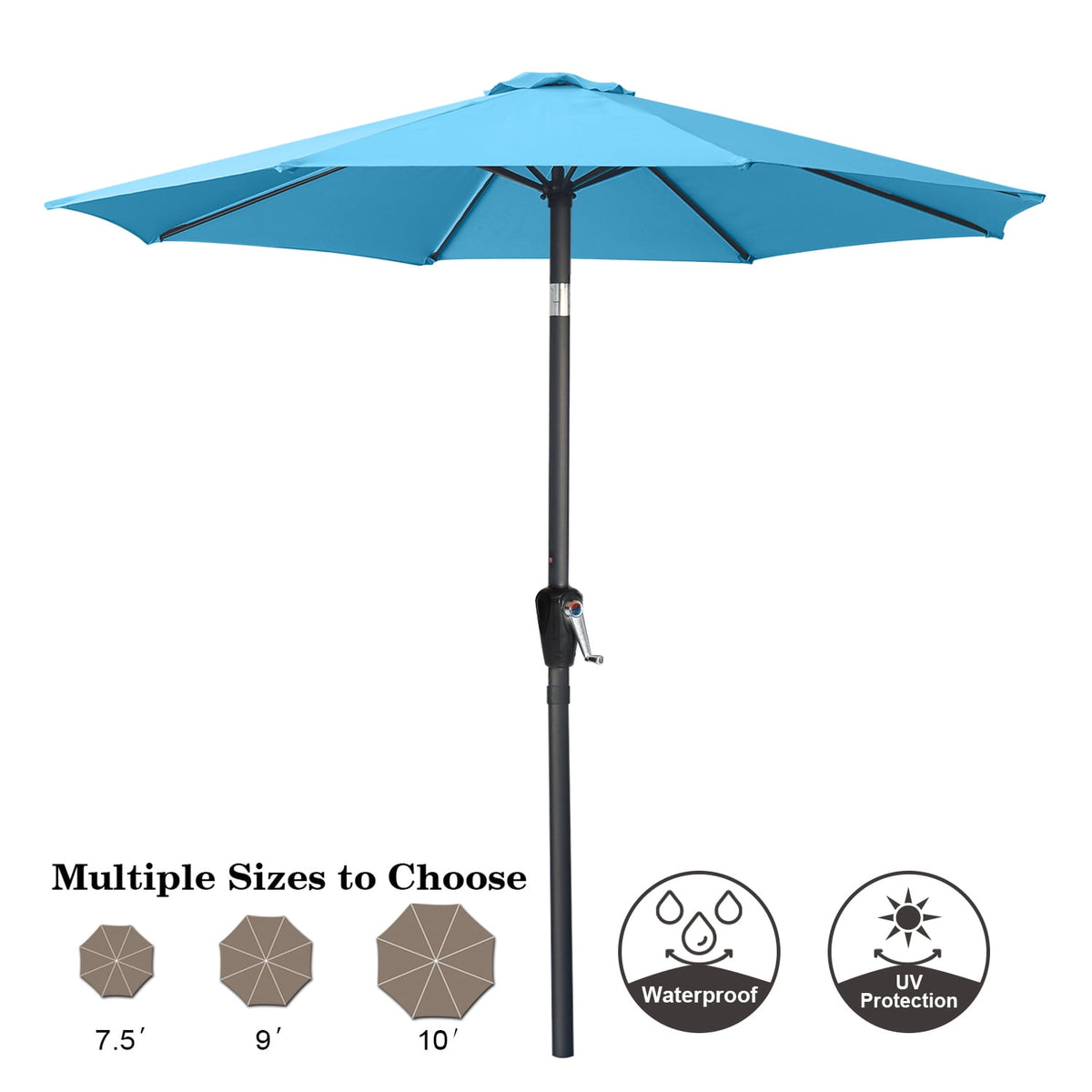 Turquoise 9FT Patio Umbrella with Push Button Tilt Z957898