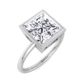 Moissanite Princess Cut Lab Diamond Bezel Set Engagement Ring N910