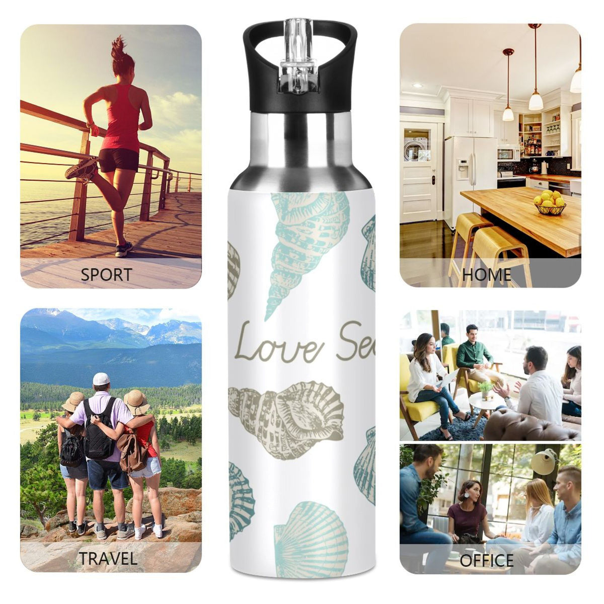 Stainless Steel Insulated Water Bottle with Straw Lid U70321