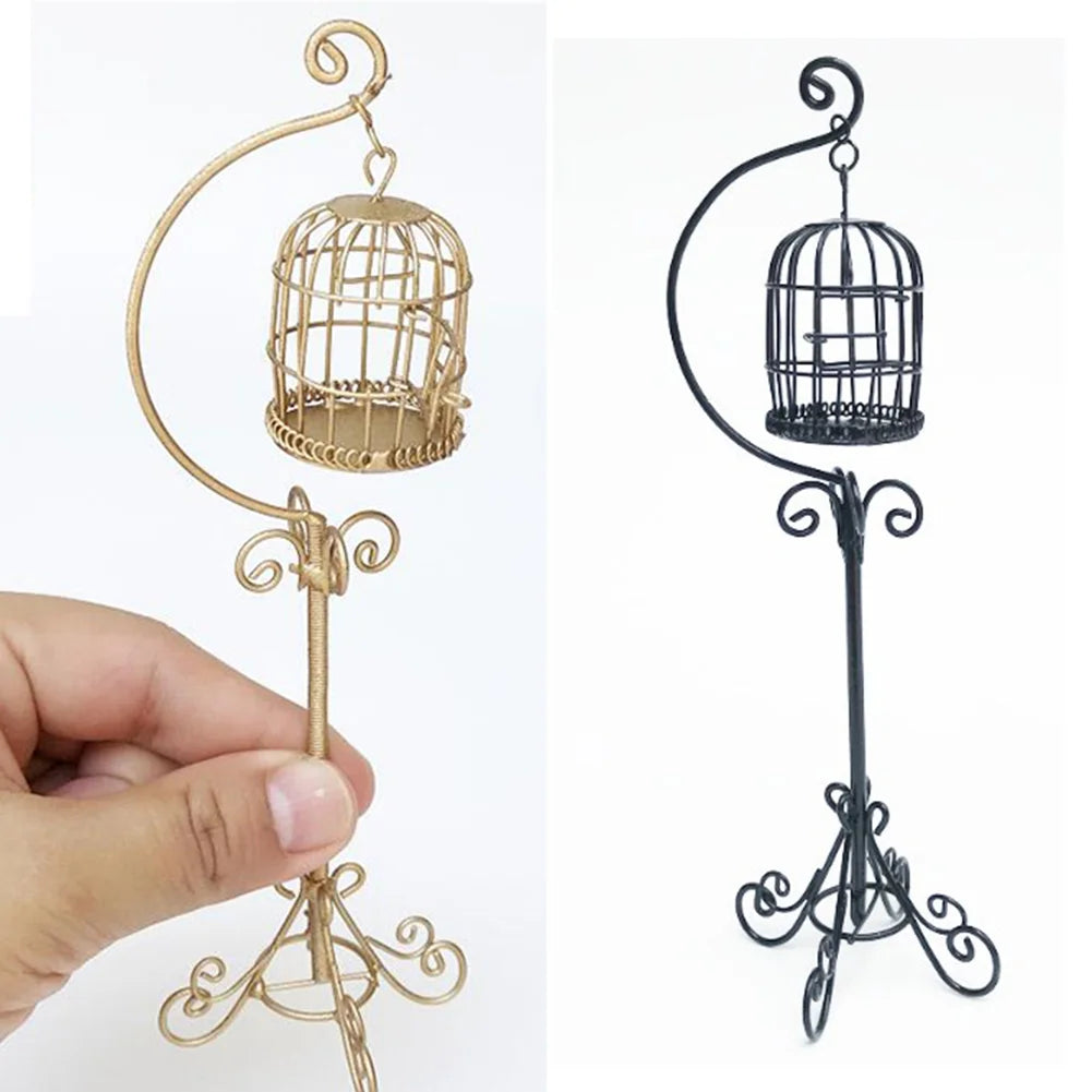 1:12 Metal Bird Cage Dollhouse Decoration Y33084