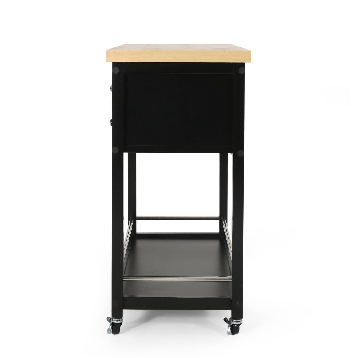 White Natural Kitchen Cart with Wheels E8442