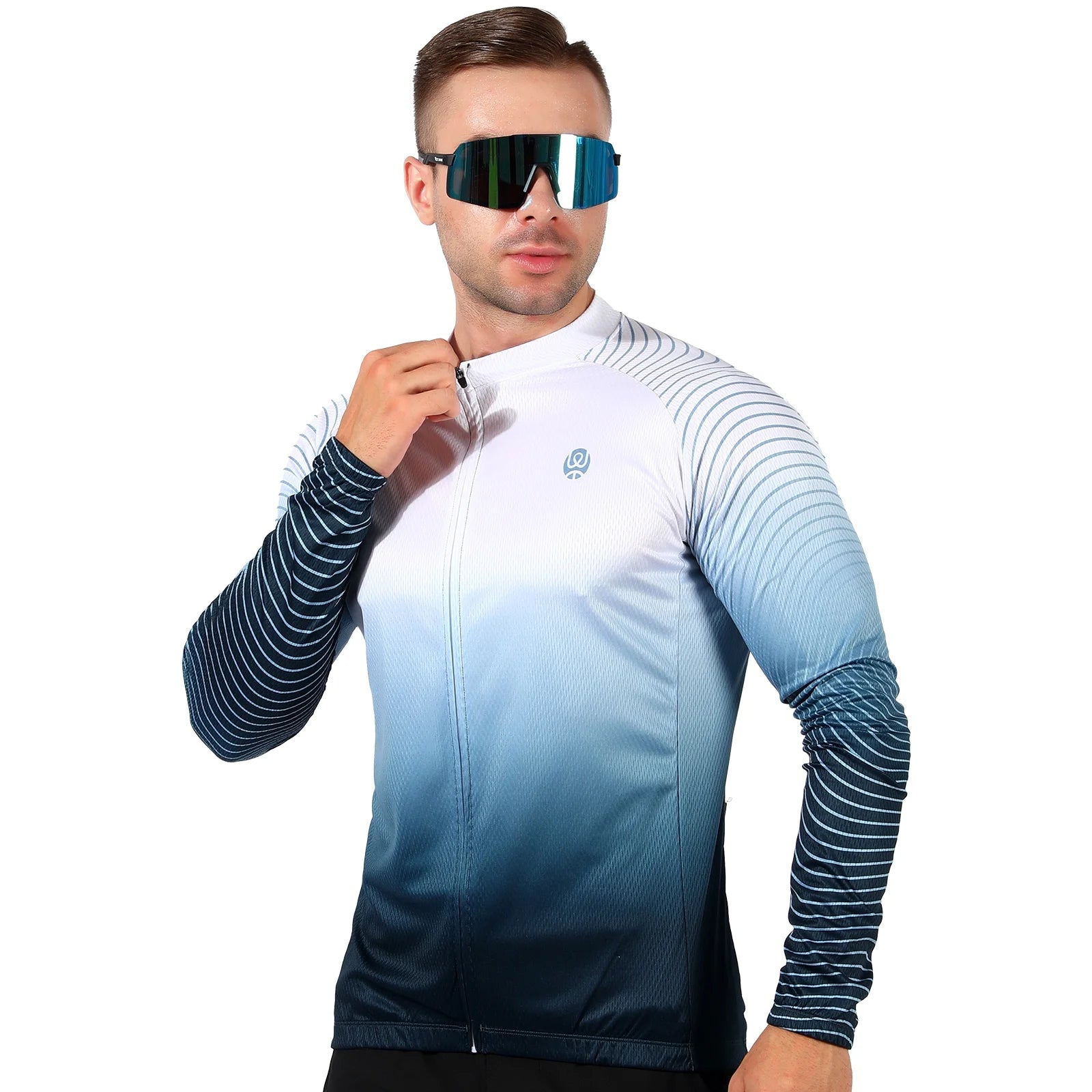 White Long-Sleeved Cycling Jersey J21203