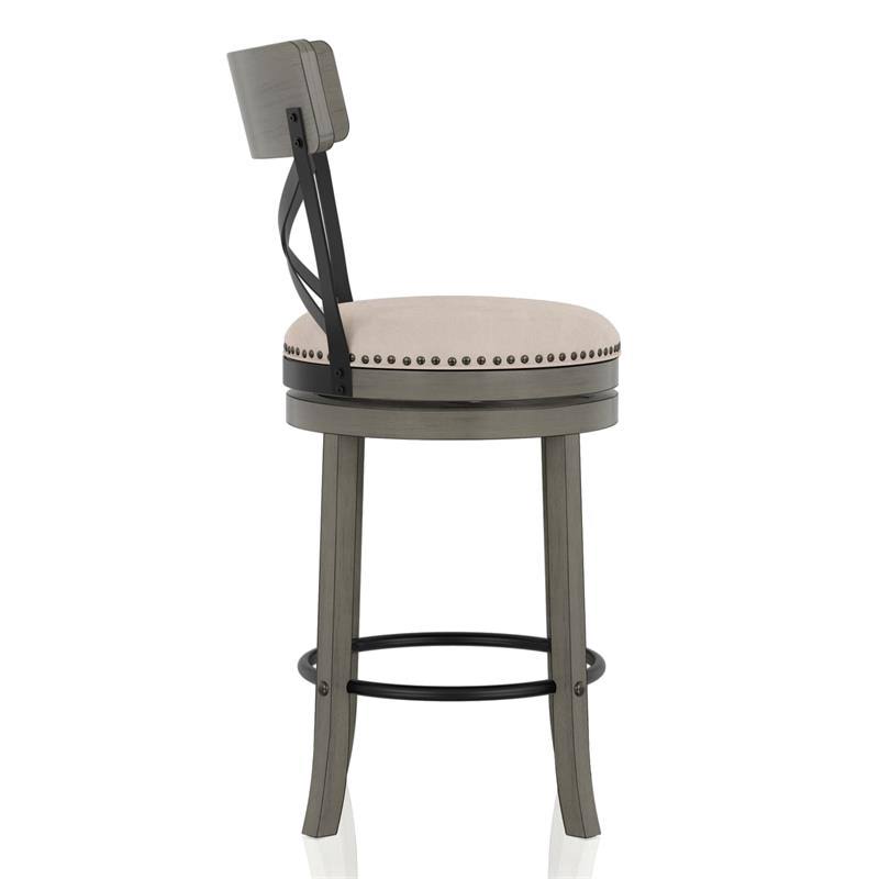 Light Gray Wood Swivel Barstool (Set of 2) M448