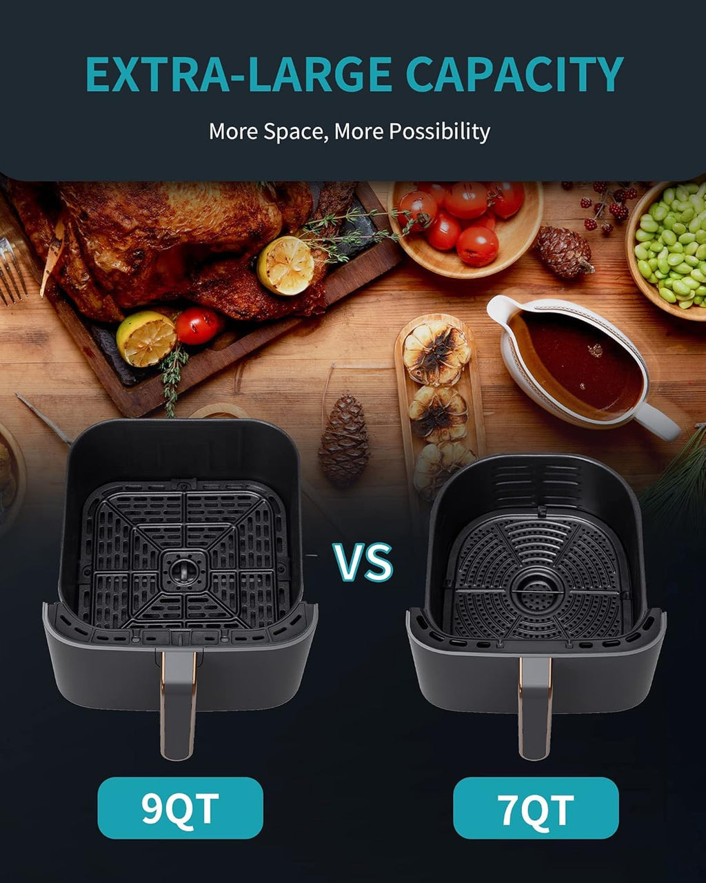 9 Quart 6-in-1 Electric Air Fryer Oven with Nonstick Basket H3566