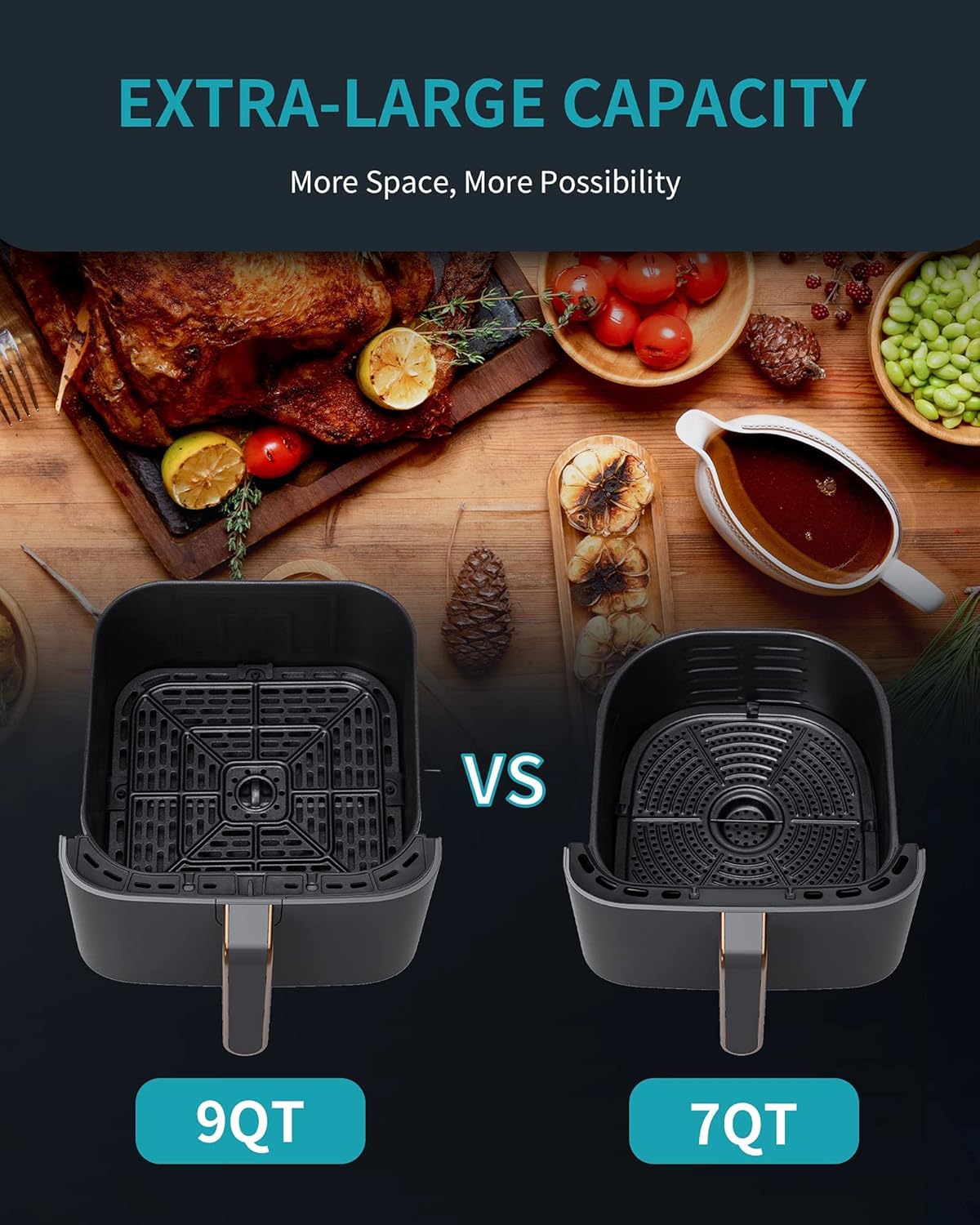 9 Quart 6-in-1 Electric Air Fryer Oven with Nonstick Basket H3566