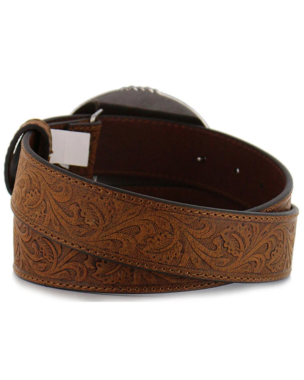 Tan 38 Tooled Leather Belt O729