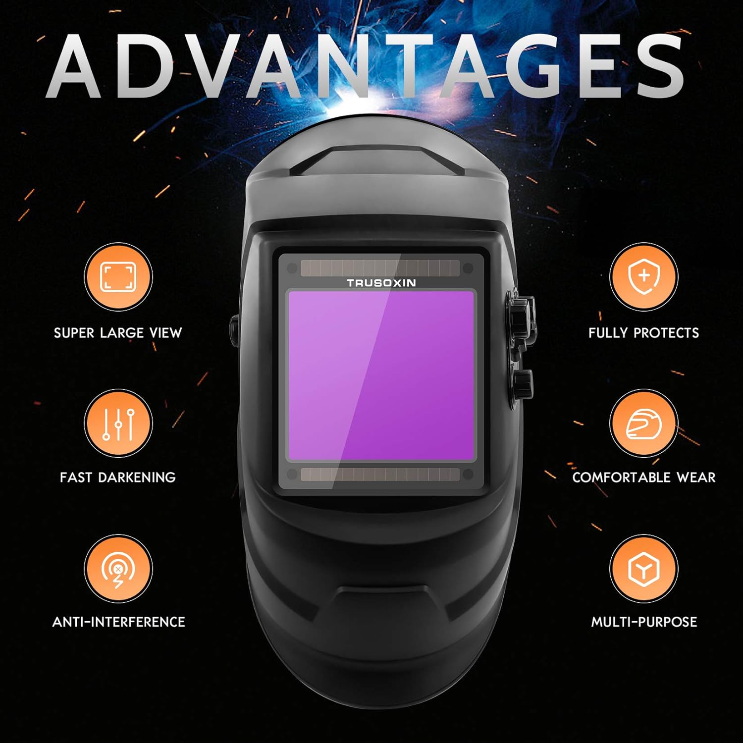 Welding Helmet with Solar Powered Auto Darkening Screen, Pack of 2 O604584