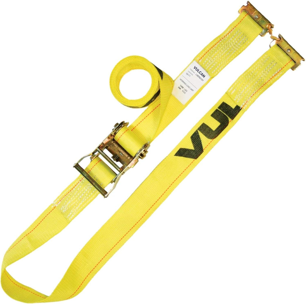 Ratchet Strap for E Track, 12 Foot, 6 Pack, Yellow, 1,333 Pound Safe Working Load N13263