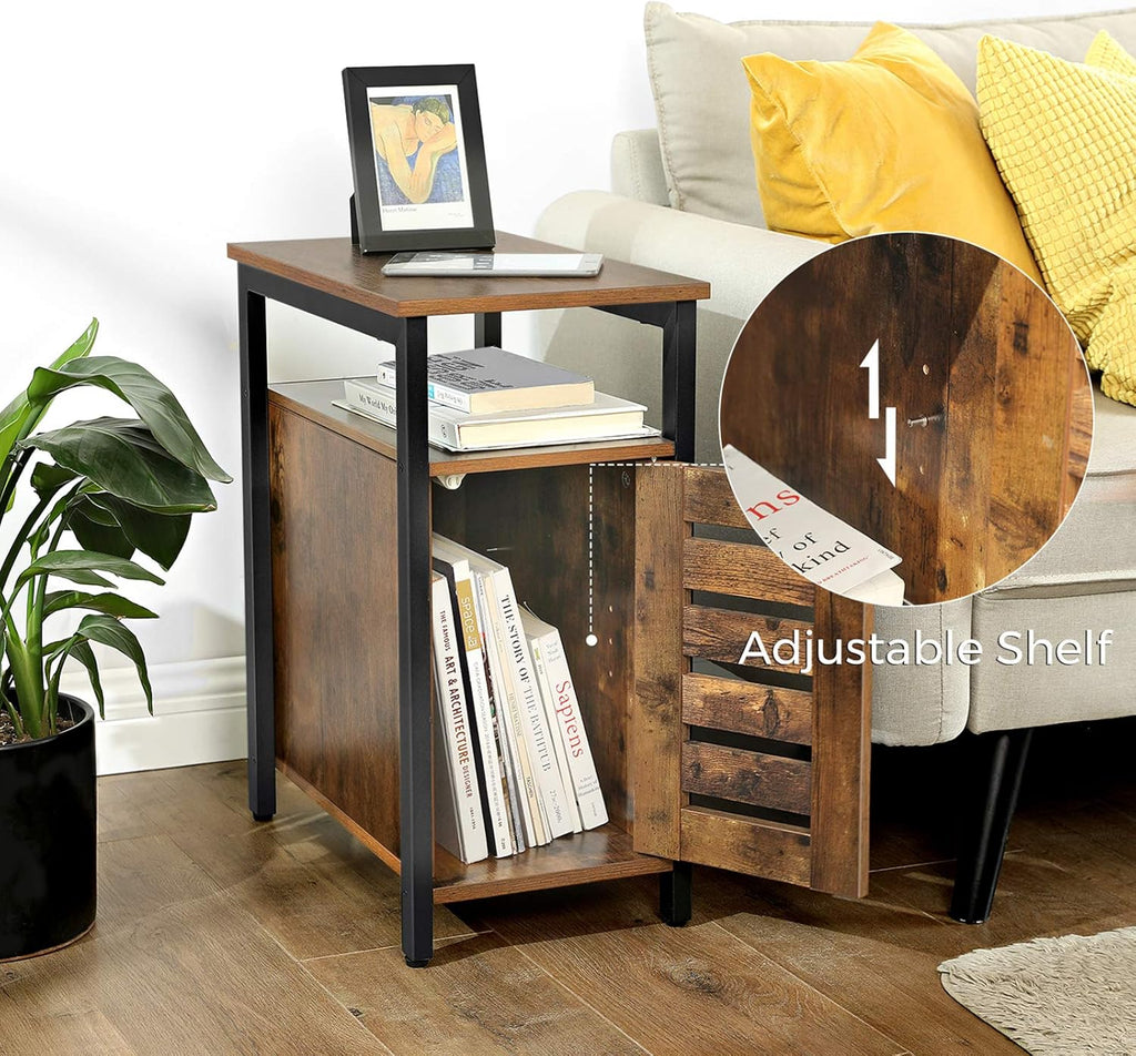 Rustic Brown Side Table with Storage Shelf I3907