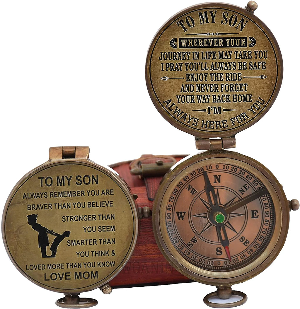 Antique Brass Compass with Case A697
