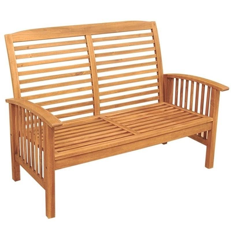 Brown Acacia Wood Outdoor Loveseat F42240