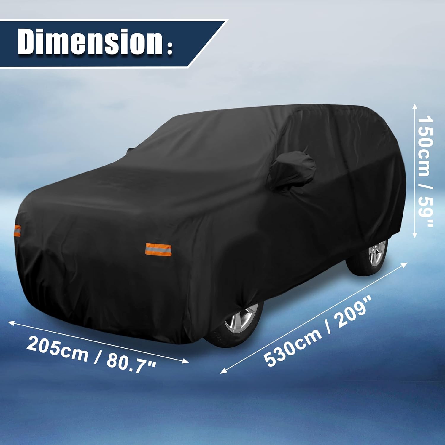 Black Waterproof SUV Car Cover with Driver Door Zipper B196