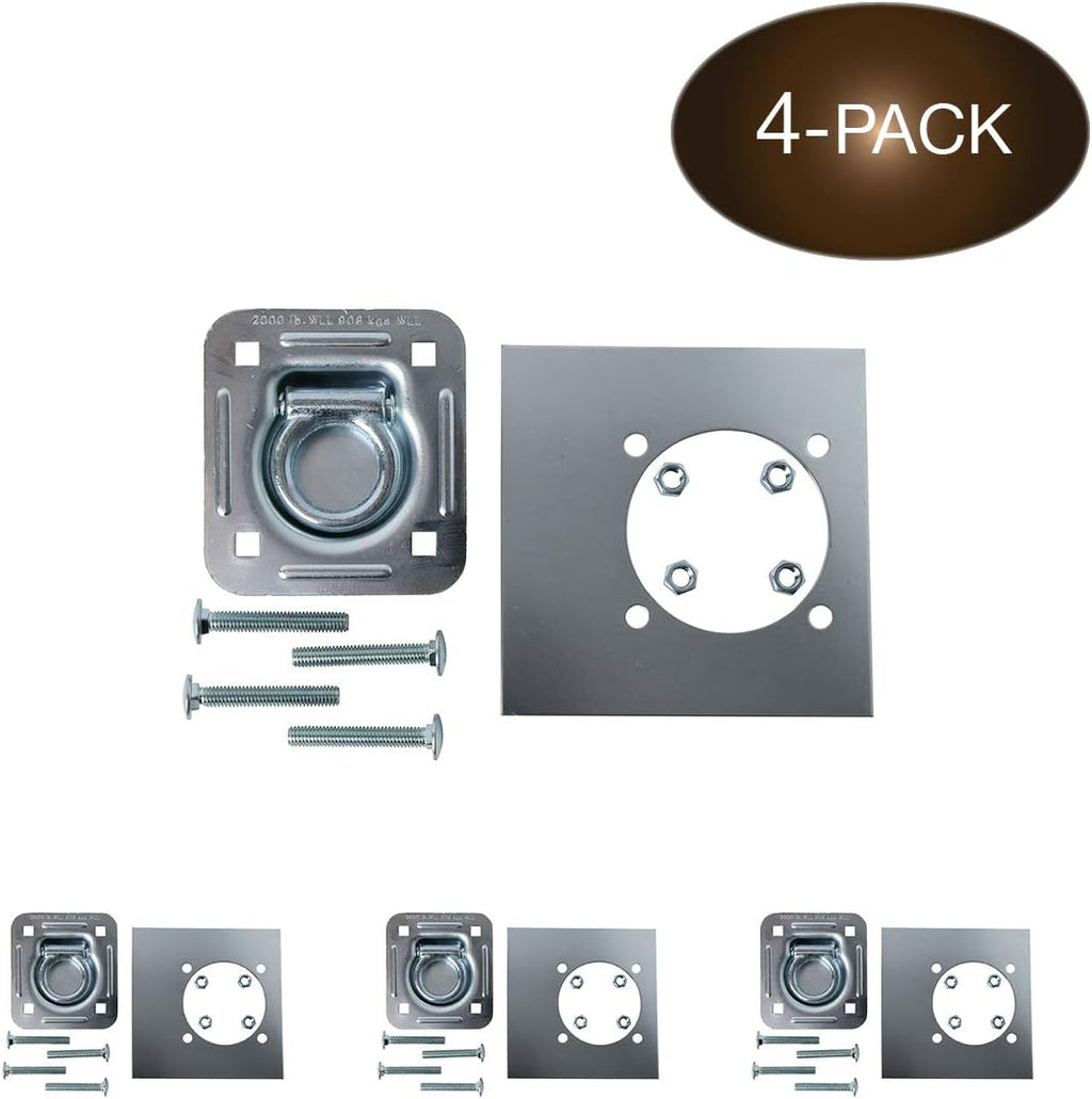 Four Recessed Tie-Down D-Rings with Mounting Lock Plate and Bolting Hardware P8368