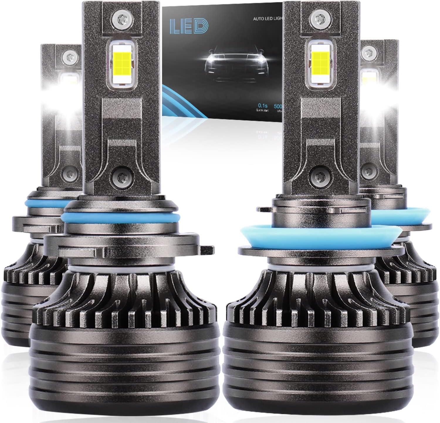 9005 High Beam + 9006 Low Beam LED Headlight Bulbs, 6000K Cool White, Pack of 4 K316
