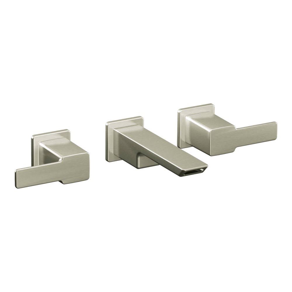 90 Degree Brushed Nickel Two-Handle Wall Mount Bathroom Faucet F42553